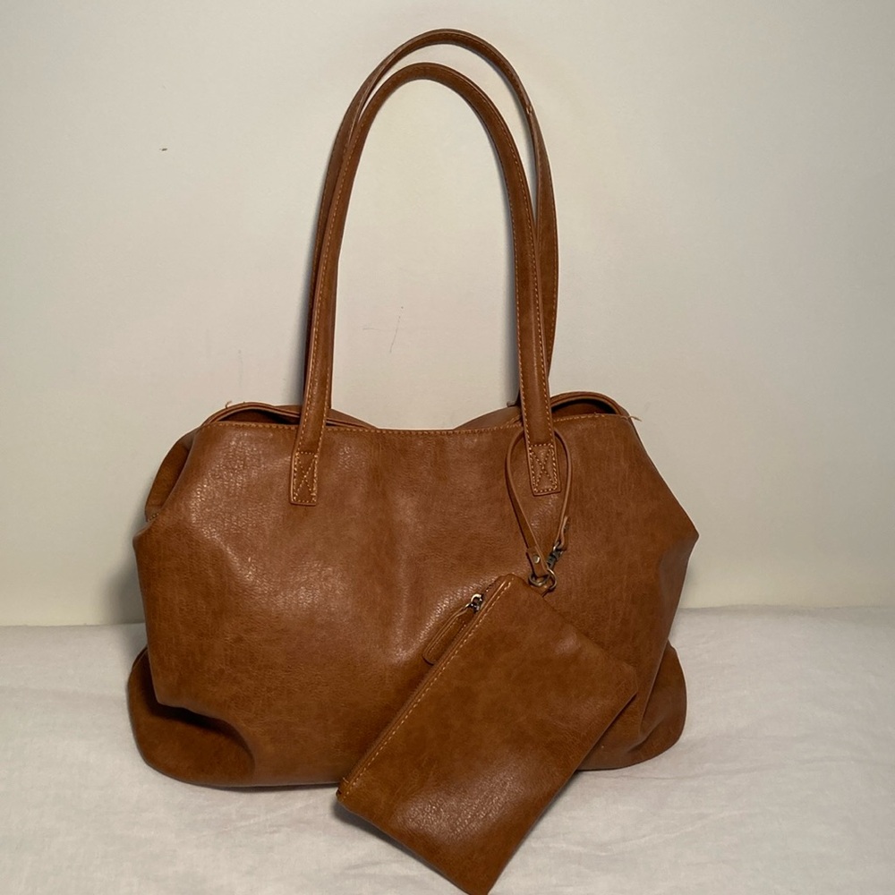 Antik Kraft Erica vegan leather Tote large Bag tan brown